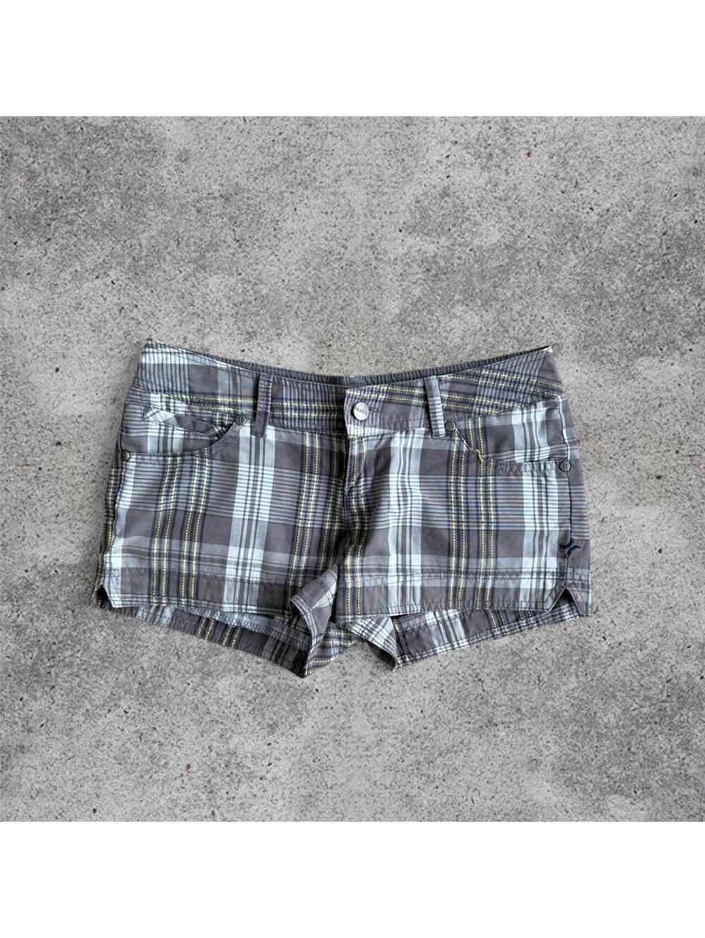 Hurley plaid grey mini shorts